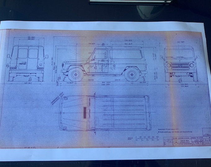 Mercedes G-Class W460 Long 2 Door Construction Drawing ART work Blueprint