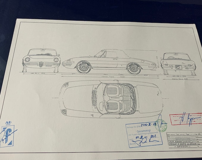 Alfa Romeo Spyder Duetto round tail 1967 construction drawing ART work