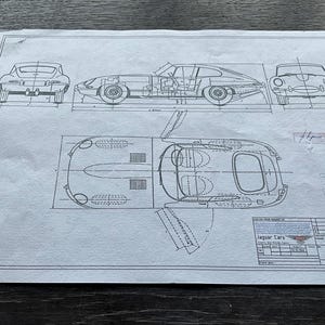Print of My Drawing of a Jaguar E-type or XKE , Jaguar Wall