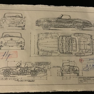 Mercedes W121 190SL Sport Roadster 1955-63 Konstruktionszeichnung ART work