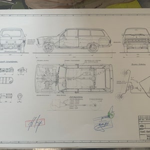 Opel Kadett B Caravan de 1967 dibujo de construcción ARTE plano de trabajo