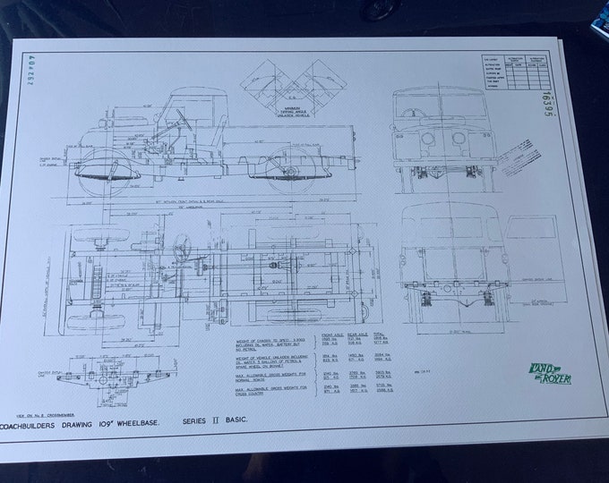 Land Rover Series 2 109 1964 ARTwork construction drawing Blueprint