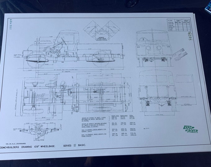 Land Rover Series 2 109 1964 ARTwork construction drawing blueprint