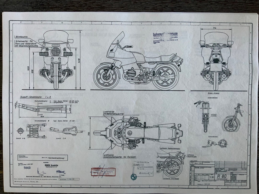 BMW R 80 Full Fairing From 1985 Construction Drawing Artwork - Etsy