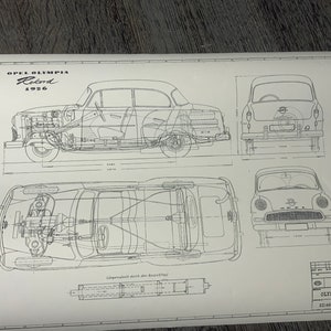 Opel Rekord 1956 construction drawing ART work blueprint