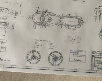 金紙 馬圖 Kawasaki ZX 500 C 1990 Construction Drawing ART Work
