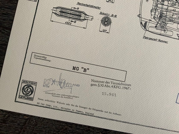 MG B 1968 Construction Drawing Blueprint - Etsy