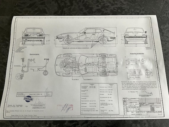 Datsun 260 Z (GRLS 30) 1974 Construction Drawing ART Work
