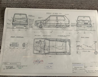 フィアット パンダ 141 A1 1980 設計図 アートワーク - Etsy 日本