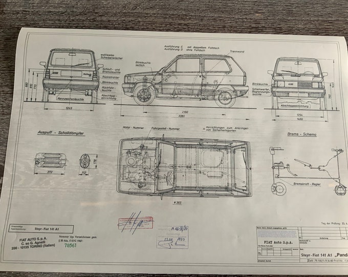 Fiat Panda 141 A1 1980 design drawing ARTwork
