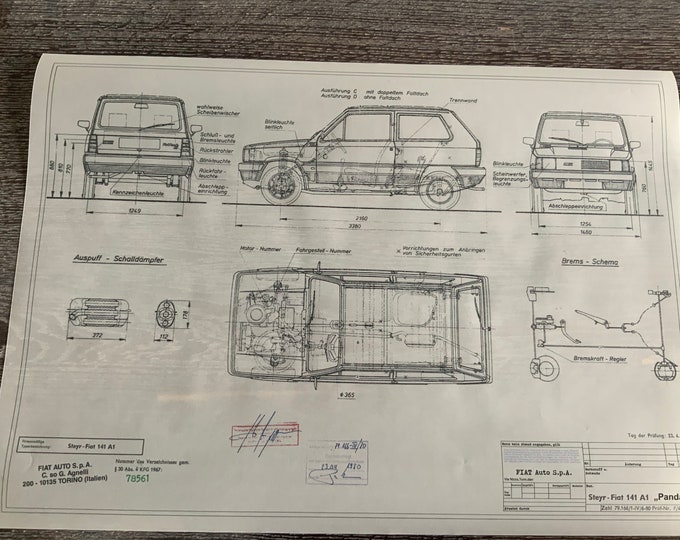 Fiat Panda 141 A1 1980 construction drawing ARTwork