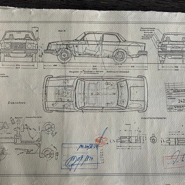 Volvo 242 1974 construction drawing ART work