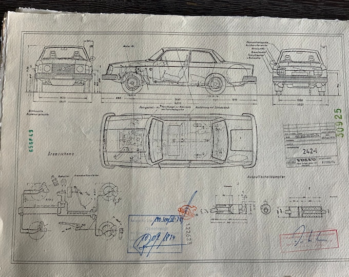 Volvo 242 1974 construction drawing ART work