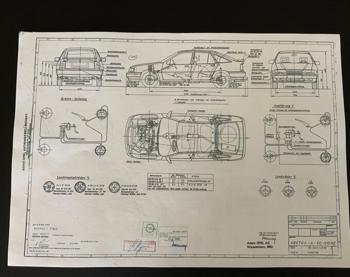Vectra A CC c18 NZ from 1990 design drawing ART work Opel