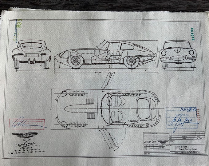 Jaguar E Type Coupe 1960 construction drawing ART work