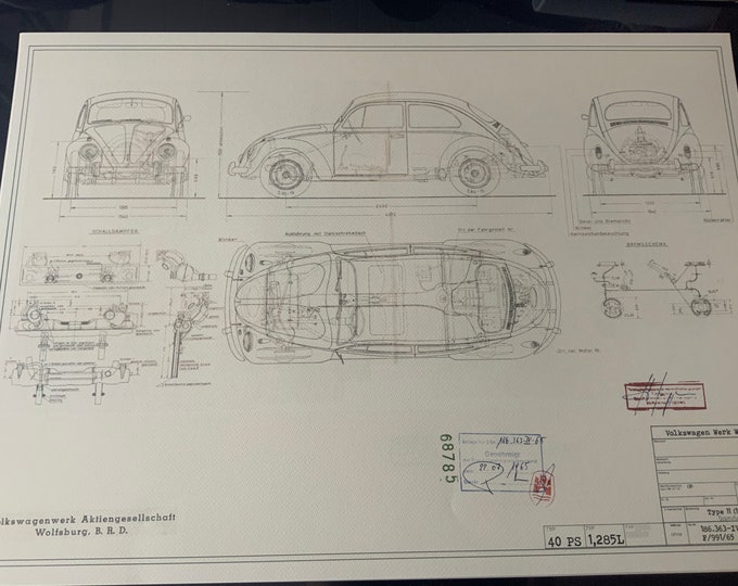 Beetle 1300 1965 construction drawing ARTwork Blueprint 186363