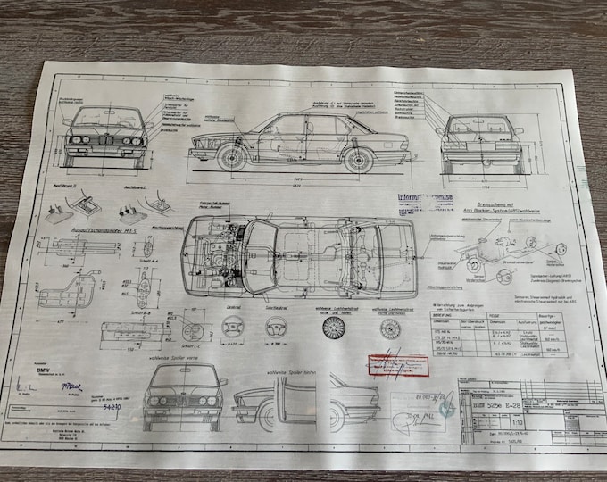 BMW E28 525e 1982 design drawing ARTwork