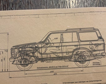 Land Cruiser HJ 60 From 1981 Toyota Construction Drawing ART Work