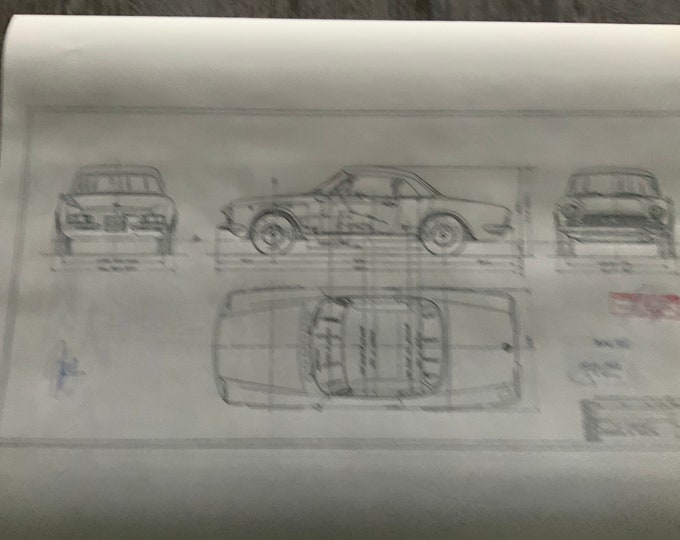 Fiat 124 Cabrio Spider 1969 construction drawing ARTwork