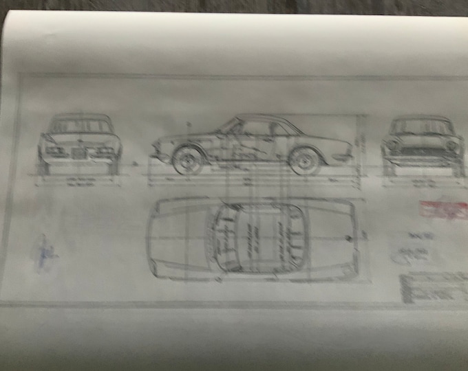 Fiat 124 Cabrio Spider 1969 construction drawing ARTwork