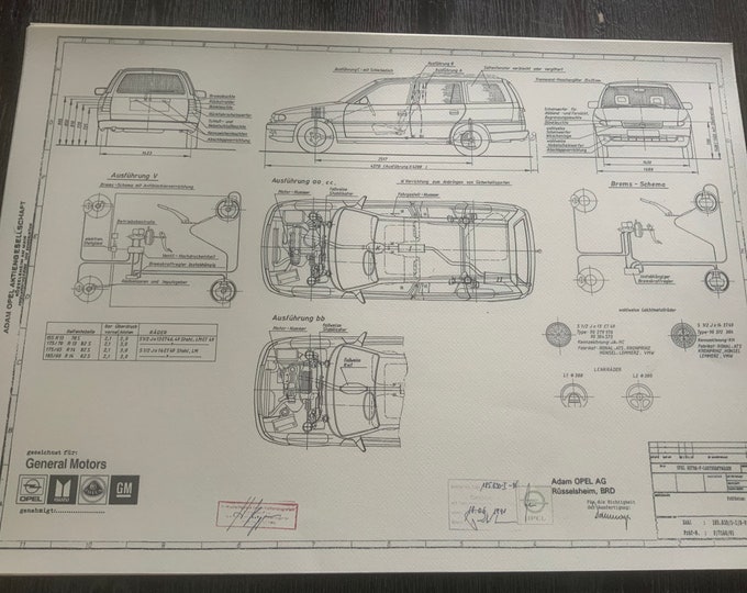 Opel Astra F truck 1991 design drawing ART work blueprint