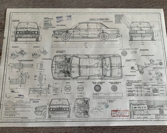 BMW E28   520i Änderung Front 1984 Konstruktionszeichnung ARTwork