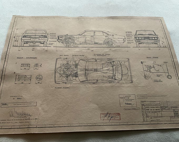 Toyota Corona Mark II 2000 1975 design drawing ART work