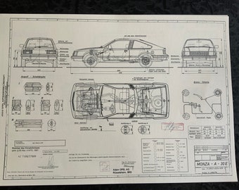Opel Monza 3.0 1978 Construction drawing ART work