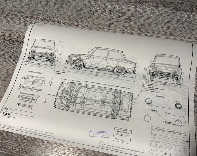 DAF 55 1971 construction drawing ART work Blueprint