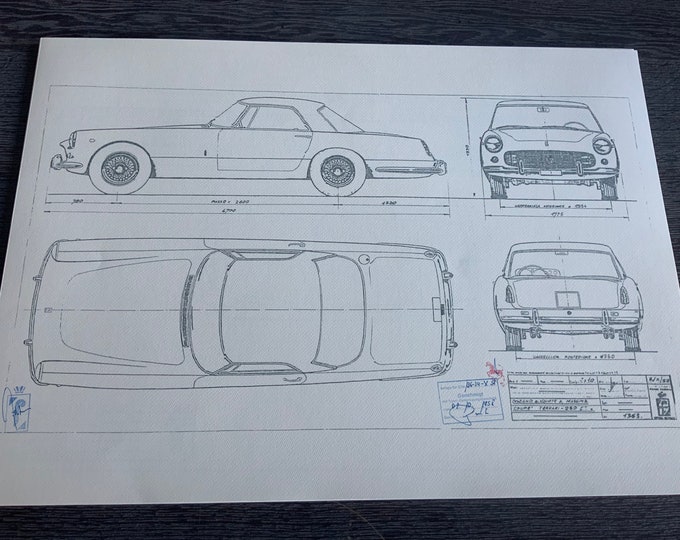 Ferrari 250 GTR Coupe 1958 construction drawing ART work blueprint