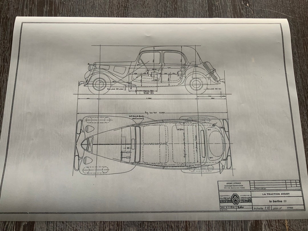 Citroen Traction Avant 11 1934 Construction Drawing ART Work