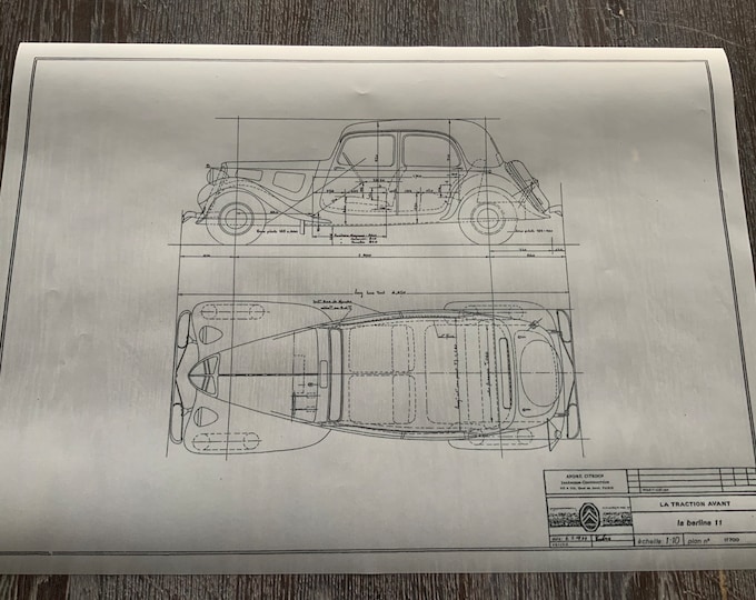 Citroen Traction Avant 11 1934 construction drawing ART work blueprint