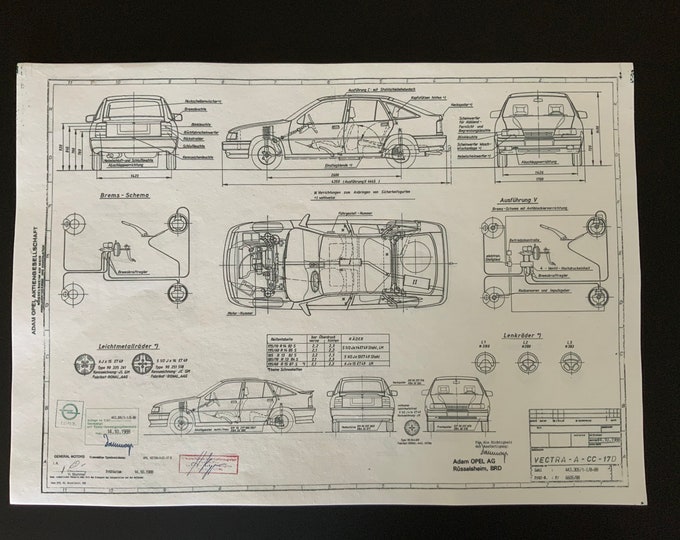 Vectra A CC 17D from 1988 design drawing ART work Opel