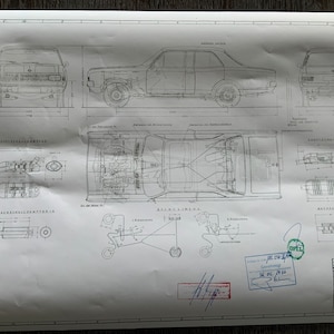 Opel Olympia Rekord C 2 & 4 Door 1966 Construction Drawing ART work Blueprint
