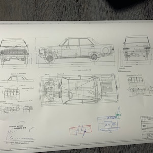 Opel Olympia Rekord R3 1964 construction drawing ART work blueprint