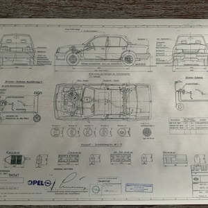 Ascona C C 20 NE 1986 ontwerp tekening KUNSTWERK Opel