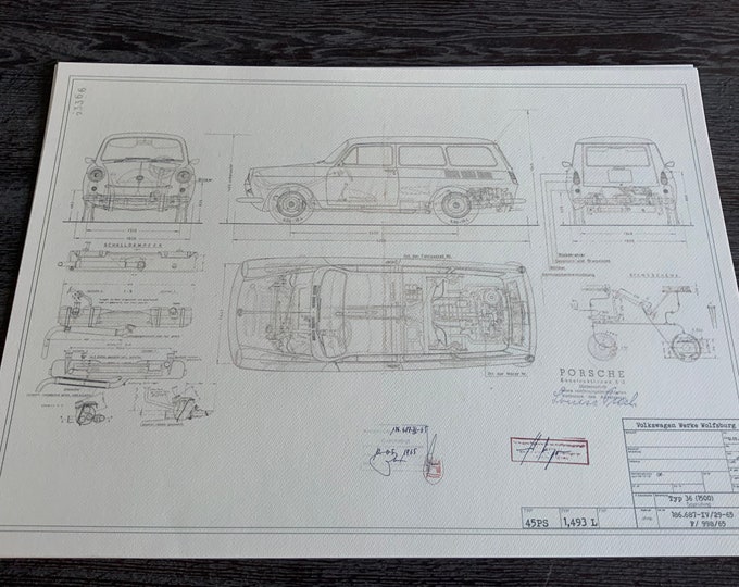 Type 36 1500 station wagon construction drawing ART work blueprint