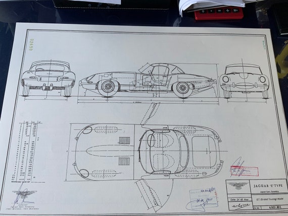 ジャガー Eタイプ コンバーチブル 1960 建設図面 アートワーク