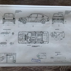 Alfa Romeo Alfasud 9o1 B 1972 construction drawing ART work