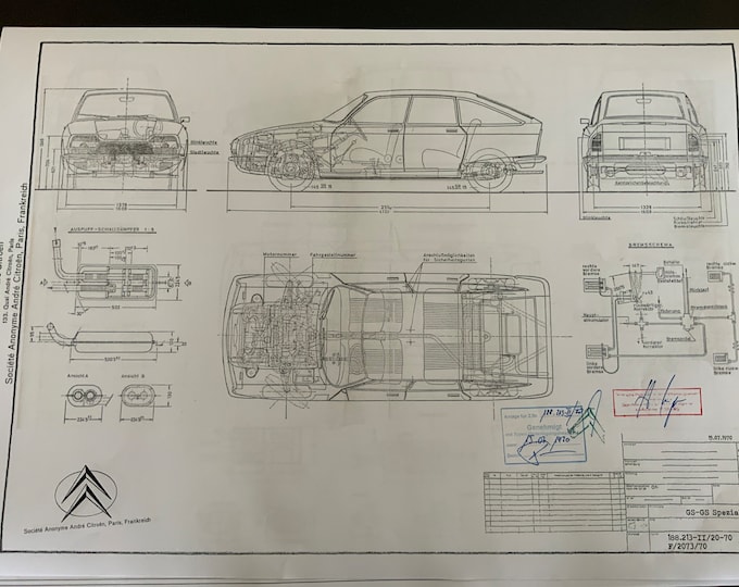 GS GS Special 1970 Citroen construction drawing ART work blueprint