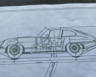 Jaguar E-type設計図カレンダーボード 1961 Jaguar E-Type 38 Roadster v2 blueprints free - Outlines