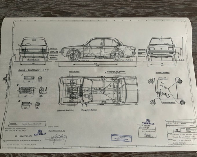 Vauxhall Chevette 60 HP Limousine 1976 design drawing ART work Opel
