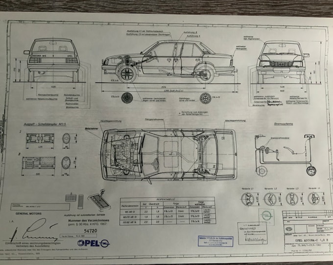 Ascona C 1.8 E 1982 design drawing ART work Opel