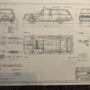 Ford P7 A 17 M Turnier 1,7L 1967 design drawing ART work