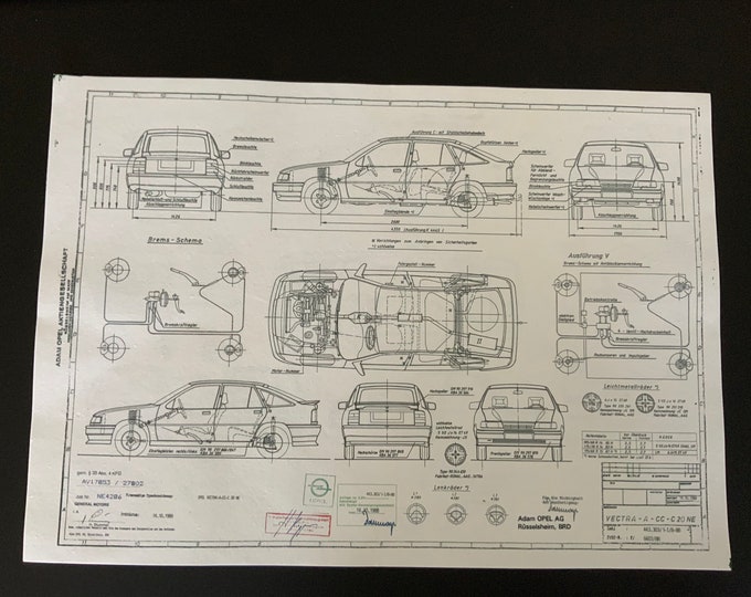 Vectra A CC C20 NE from 1988 design drawing ART work Opel