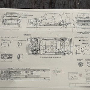 Golf I Cabriolet Series I from 1979 construction drawing ART work Blueprint