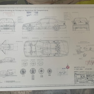 Dessin de construction du coupé BMW E36 M3