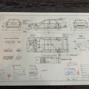 Passat Type 32 B Estate 1982 construction drawing ART work