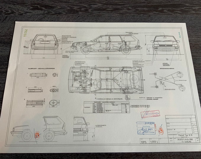 Passat Type 32 B Estate 1982 construction drawing ART work