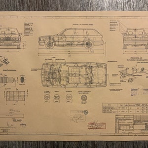 E30 BMW 325 i Touring 1988 Konstruktionszeichnung ARTwork